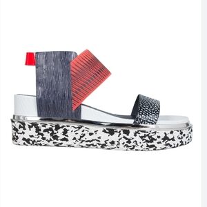 United Nude Rico Sandal Color Mix Wedge Platform Women's Size 40 / 9 Edgy Modern